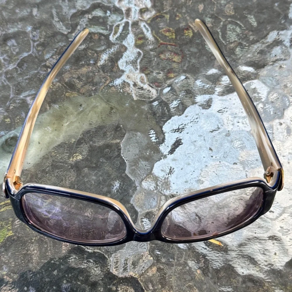 Kate Spade Rectangle Sunglass Glasses Frames Blue Tan Crystal Logo Made in Italy